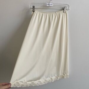 Vintage Cream Slip Skirt with Lace Detail